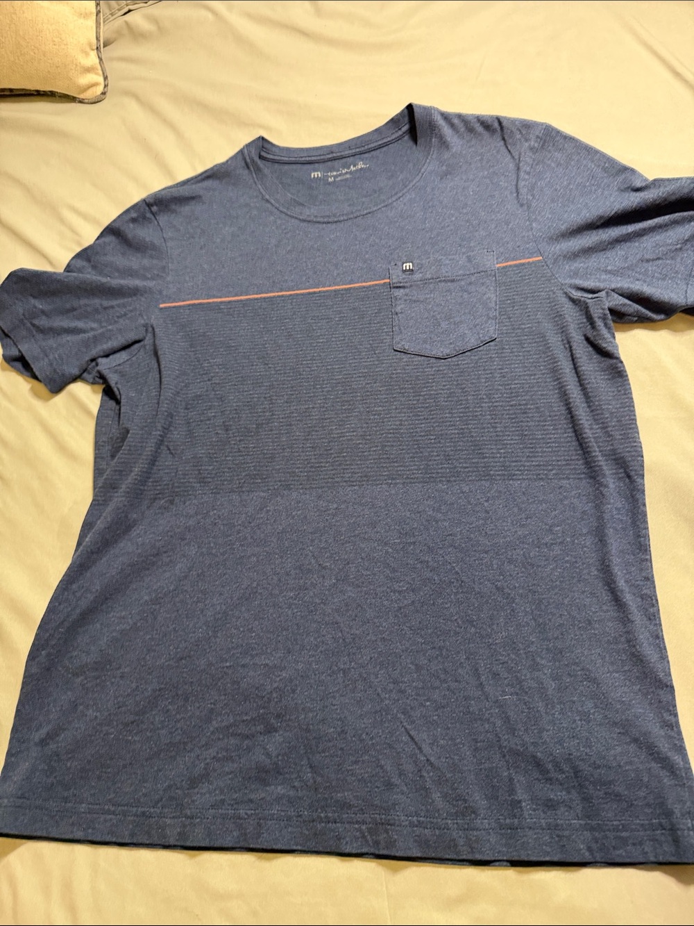 Men's Navy Short Sleeve Pocket Tee with Subtle Orange Accent